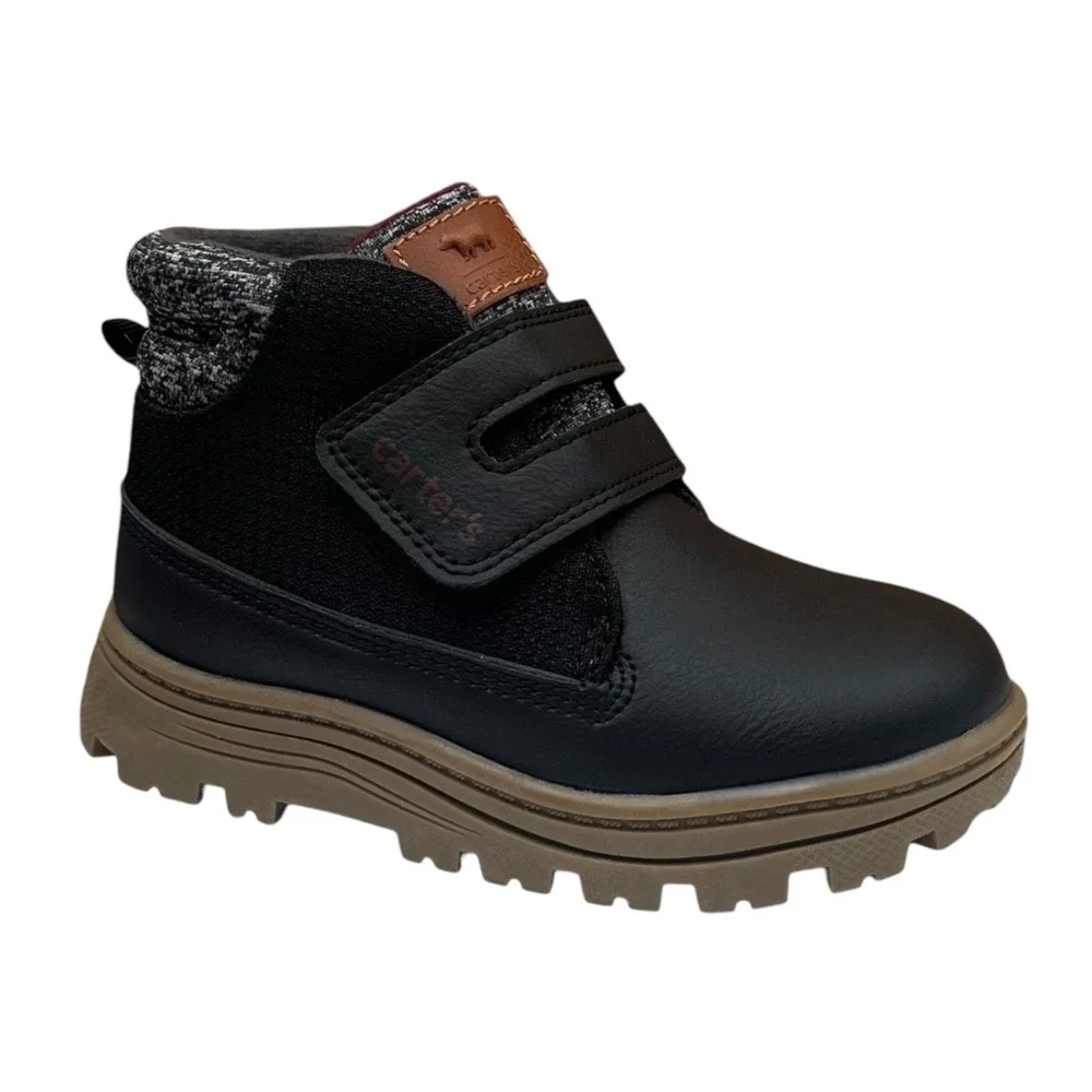 Carters Toddler Boys Kelso Slip-on Sporty Ankle Boots Size‎ 8 Black Tan Gray